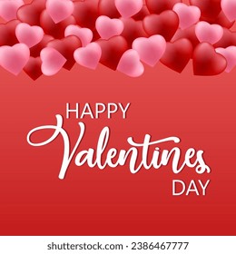 Valentine's Day background greeting card poster banner with romantic hearts pink element Free Vector