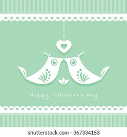 Valentine's Day background, greeting card / Lovely birds / Kissing birds with love / birds vector illustration 