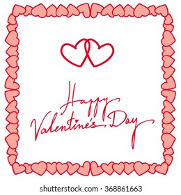 Valentines Day background for greeting card design with hand drawn lettering and hearts. Can be used as seamless pattern. EPS8 vector illustration.