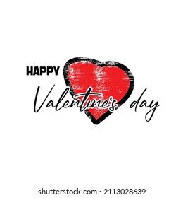Valentines day background with grunge heart pattern.hand lettering typography of Happy Valentines Day text. Vector illustration.