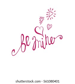Valentines day background. Hand Drawing Vector Lettering design. Romantic greeting card.