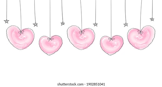 Valentines day background. Hand drawn hearts. Vector love postcard. Vector illustration