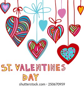 Valentines Day Background. Hand drawn illustration. EPS 8 vector file include