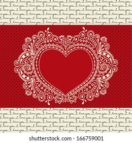 Valentine's day background with hand-drawn heart frame