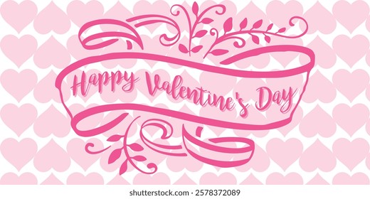 Valentines day background. Happy valentines day greeting. Paper cut clouds with hanging hearts. Vector illustration