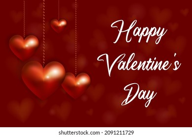 Valentines Day background. Happy Valentines Day wishes with red hearts. Template for Valentine's Day design. Vector illustration.