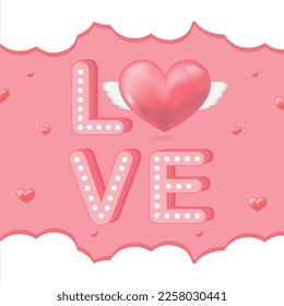 Valentines day background with heart balloon, love and sky.