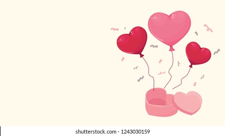 Valentines day background with Heart  balloons, to happy Valentine's Day for love vector. 