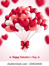 Valentine's day background with heart balloons. Vector illustration.