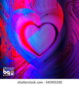Valentines day background heart. Colorful gradient . Geometric texture 14 february.
Vector illustration love, glitch. Print on textile.