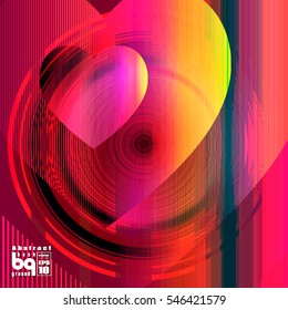 Valentines day background heart. Colorful gradient . Geometric texture 14 february.
Vector illustration love, glitch. Print on textile.