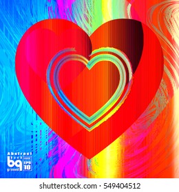 Valentines day background heart. Colorful gradient . Geometric texture 14 february.
Vector illustration love, glitch. Print on textile.