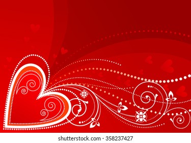 Valentines Day background. Heart decorated with stylized floral ornaments