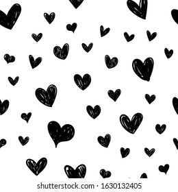 Valentine's day background. Heart doodle seamless pattern. Hand drawn love symbol.