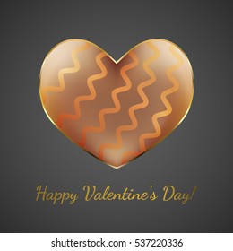Valentine's Day background with heart in gold frame