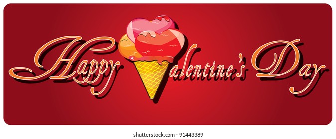 Valentine's day background with heart ice cream
