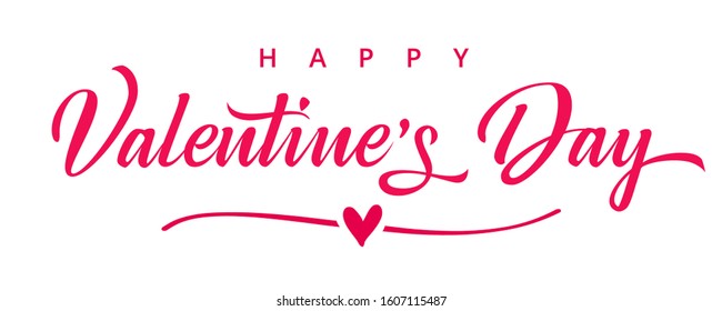 Valentines day background with heart in line and elegant typography of happy valentine`s day text . Vector illustration for wallpaper, flyers, invitation, posters, brochure, banners