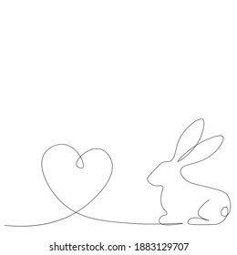 Valentines day background with heart line drawing, vector illustration
