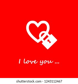 Valentines Day background - heart with lock, sign "I love you..."