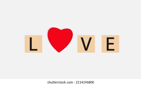 Valentines day background with heart and Love text