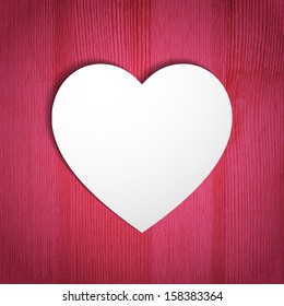 Valentine's Day background. Heart on the wooden  texture. Vector illustration.
