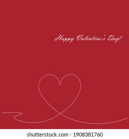 Antecedentes del día de San Valentín con corazón de una línea, ilustración vectorial
