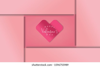 Valentine's day background with heart, paper art style