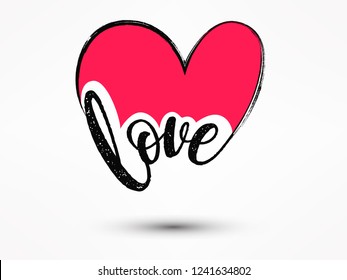 Valentines day background with  heart pattern and typography of love text . Vector illustration. Wallpaper, flyers, invitation, posters, brochure, banners.
