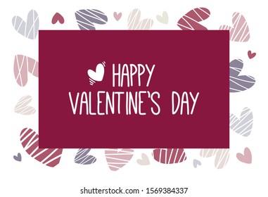 Valentines day background with heart pattern and typography of happy valentines day text . Vector illustration. Wallpaper, flyers, invitation, posters, brochure, banners.