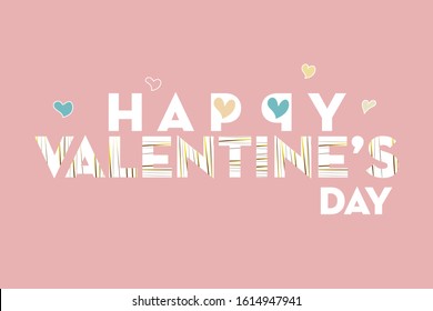 Valentines day background with heart pattern and typography of happy valentines day text . Vector illustration. Wallpaper, flyers, invitation, posters, brochure, banners.
