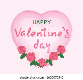 Valentines day background with heart pattern and roses. Vector vintage sketches hand drawn Illustration. Can be used as a greeting card, flyer, invitation, poster, banner.