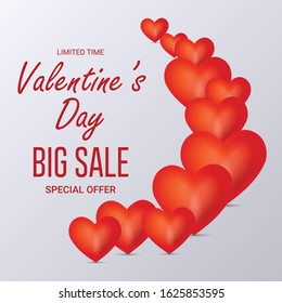 Valentines day background with heart pattern and typography of happy valentines day text . Vector illustration. Wallpaper, flyers, invitation, posters, brochure, banners.
