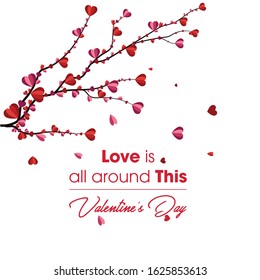 Valentines day background with heart pattern and typography of happy valentines day text . Vector illustration. Wallpaper, flyers, invitation, posters, brochure, banners.