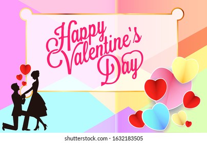 Valentines day background with heart pattern and typography of happy valentines day text . Vector illustration, flat design, wallpaper, flyers, invitation, posters, brochure, banners.