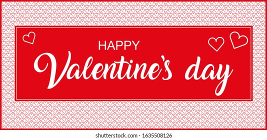 Valentines day background with heart pattern and typography of happy valentines day text . Vector illustration. Wallpaper, flyers, invitation, posters, brochure, banners.