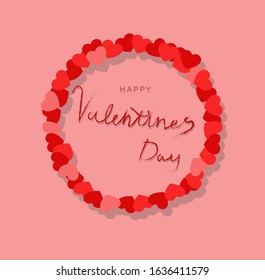 Valentines day background with heart pattern and typography of happy valentines day text. Vector illustration. Wallpaper, flyers, invitation, posters, brochure, banners.