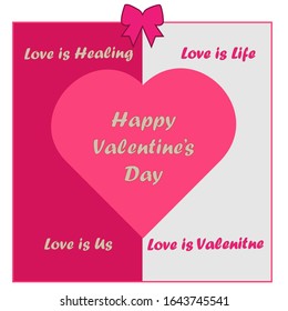 Valentines day background with heart pattern and typography of happy valentines day text . Vector illustration. Wallpaper, posters, brochure, banners.