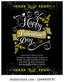 Valentines day background with heart pattern and typography of happy valentines day text . Vector illustration. Wallpaper, flyers, invitation, posters, brochure, banners