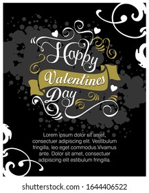 Antecedentes del día de San Valentín con un patrón cardíaco y tipografía de feliz día de San Valentín texto . Ilustración vectorial. Papel de escritorio, volantes, invitación,