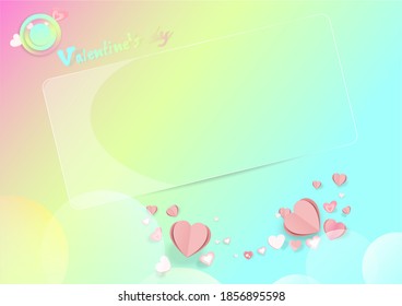Antecedentes del día de San Valentín con patrón cardíaco y feliz día de San Valentín . Ilustración vectorial. Papel de escritorio, carteles en tonos pastel, 