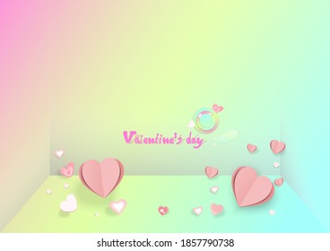 Valentines day background with heart pattern and  happy valentines day  . Vector illustration. Wallpaper, pastel posters, 