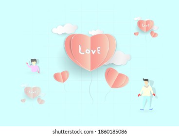 Valentinstag Hintergrund mit Herzmuster und glücklichen Valentinstag. Vektorgrafik. Tapeten, pastellfarbene Plakate, 