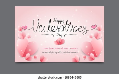 Valentines day background with heart pattern and typography of happy valentines day text . Vector illustration. Wallpaper, flyers, invitation, posters, card, brochure, backdrop, banners.