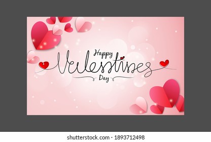 Valentines day background with heart pattern and typography of happy valentines day text . Vector illustration. Wallpaper, flyers, invitation, posters, card, brochure, backdrop, banners.