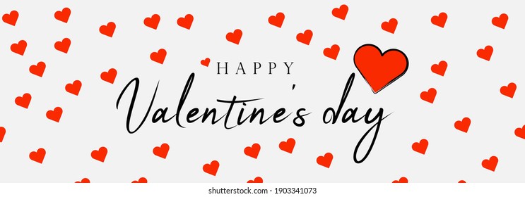 Valentines day background with heart pattern and typography of happy valentines day text. Wallpaper, flyers, invitation, posters, brochure, banners. Vector illustration.