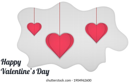 Valentines Day background with heart pattern and typography Happy Valentines Day text on white background. Vector illustration. Romantic quote postcard, postcard, invitation, banner template.