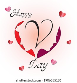 Valentines day background heart pattern and typography of happy valentines day text . Vector illustration. flyers, invitation