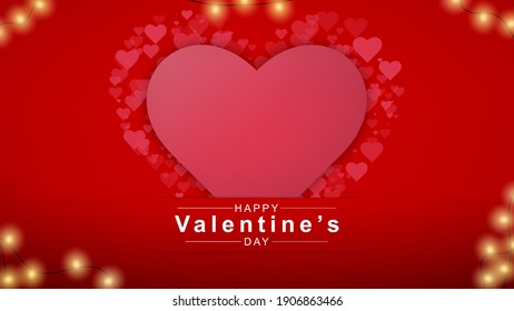 Valentines Day background with heart pattern and typography Happy Valentines Day text on white background. Vector illustration. Romantic quote postcard, postcard, invitation, banner template.