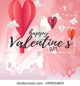 Valentines day background with heart pattern and typography of happy valentines day text . Vector illustration. Wallpaper, flyers, invitation, posters, brochure.