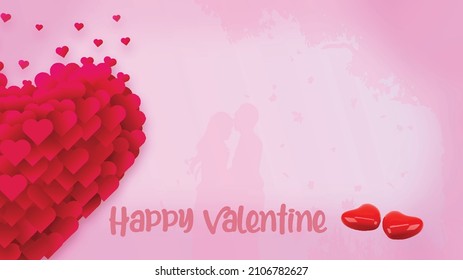 Valentines day background with heart pattern and typography of happy valentines day text . High resolution image. Wallpaper, flyers, invitation, posters, brochure, banners.